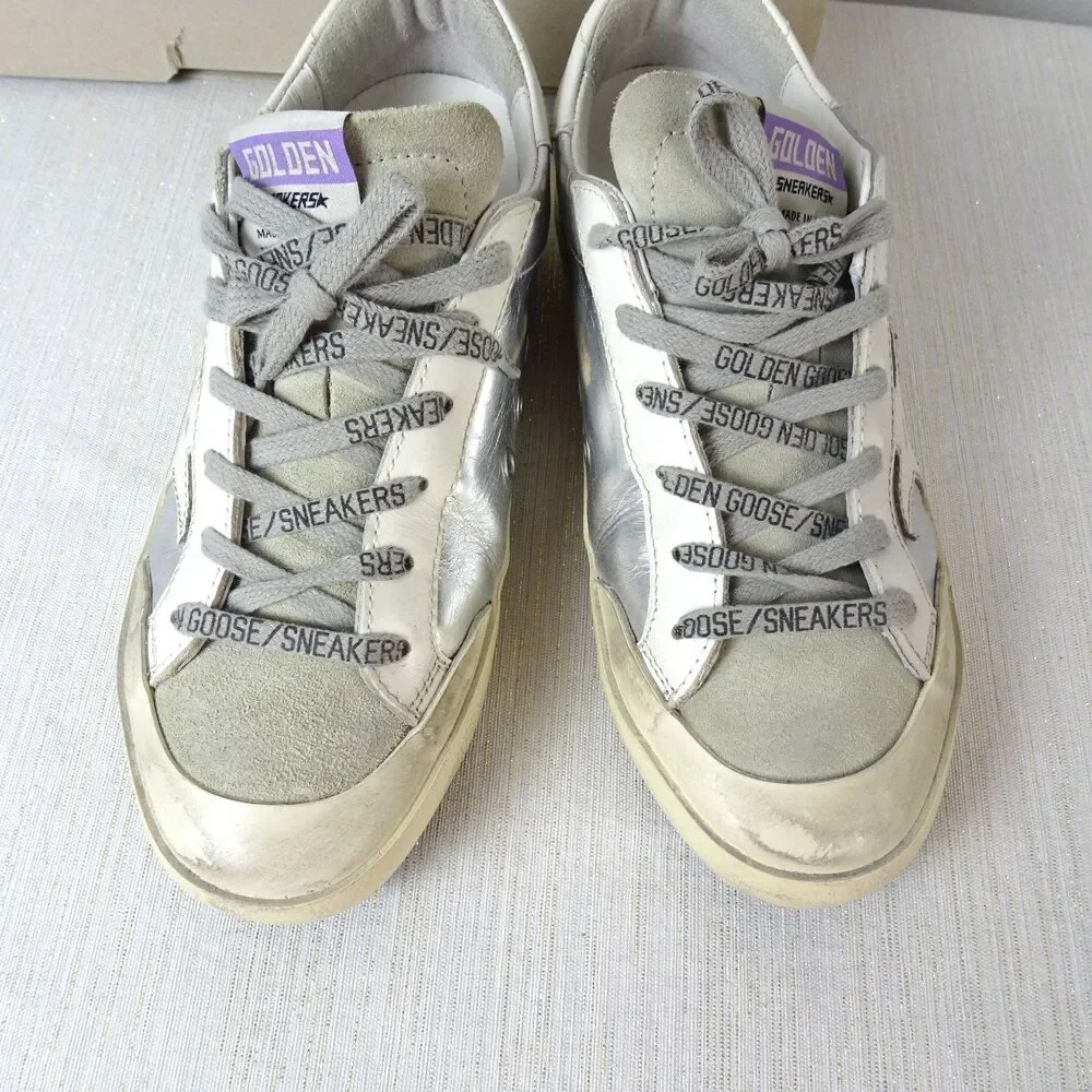 Golden Goose Sneakers Super Star Penstar Silver White Leather Women 36